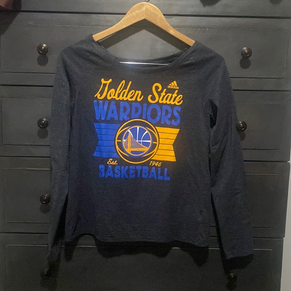 NWOT! Adidas Golden State Warriors long sleeve top gray Size Small